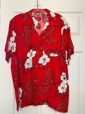 Colorful Hawai'ian-print short sleeve shirt - rayon - Men's M
